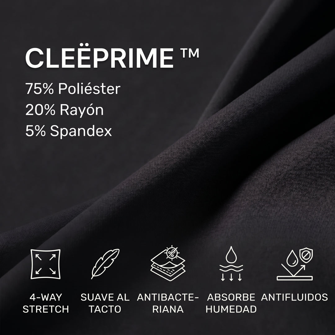 Tela CleëPrime: 4-way, antimicrobiana, tecnología Comfort