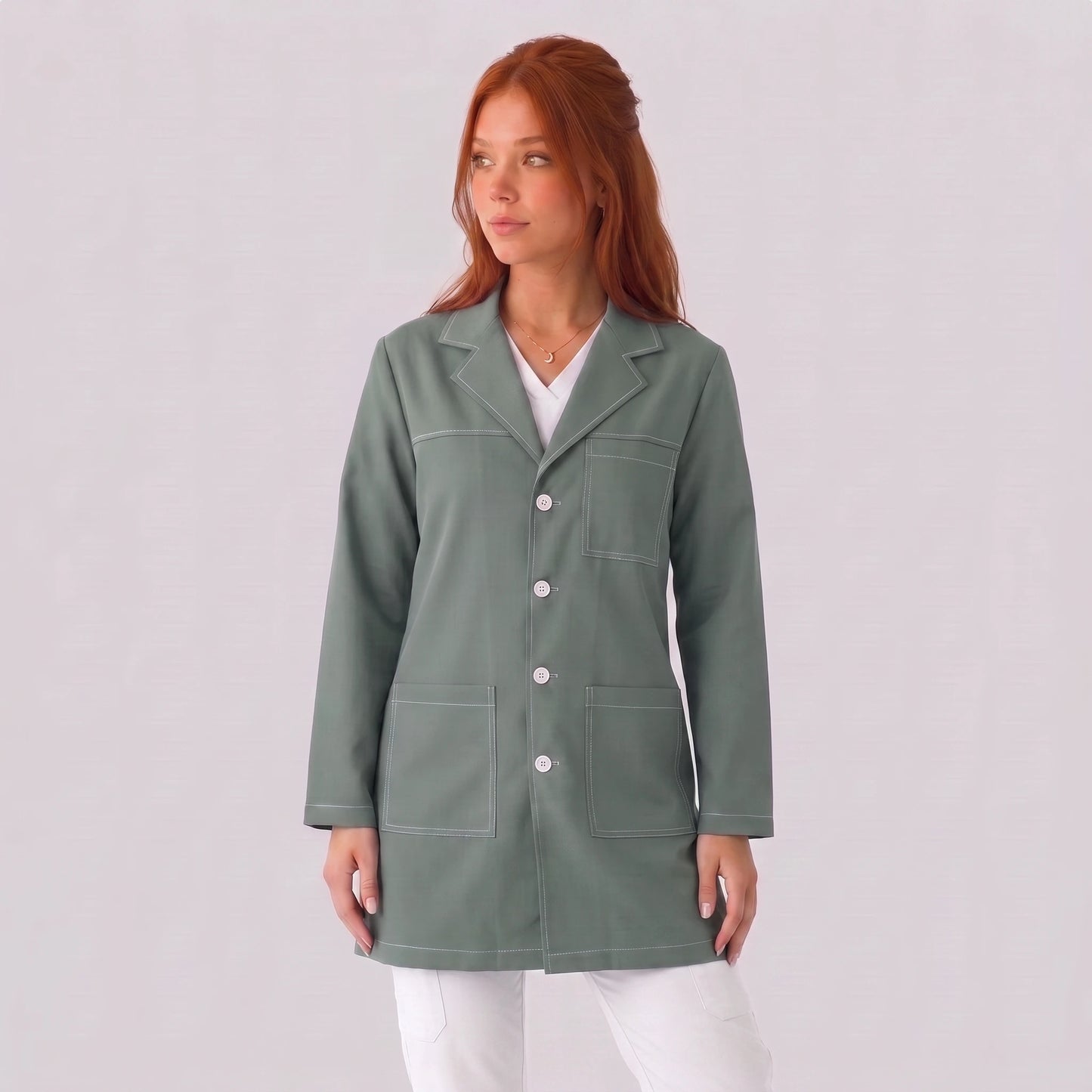 Bata Corta Pespunte Mujer | 3 Pockets