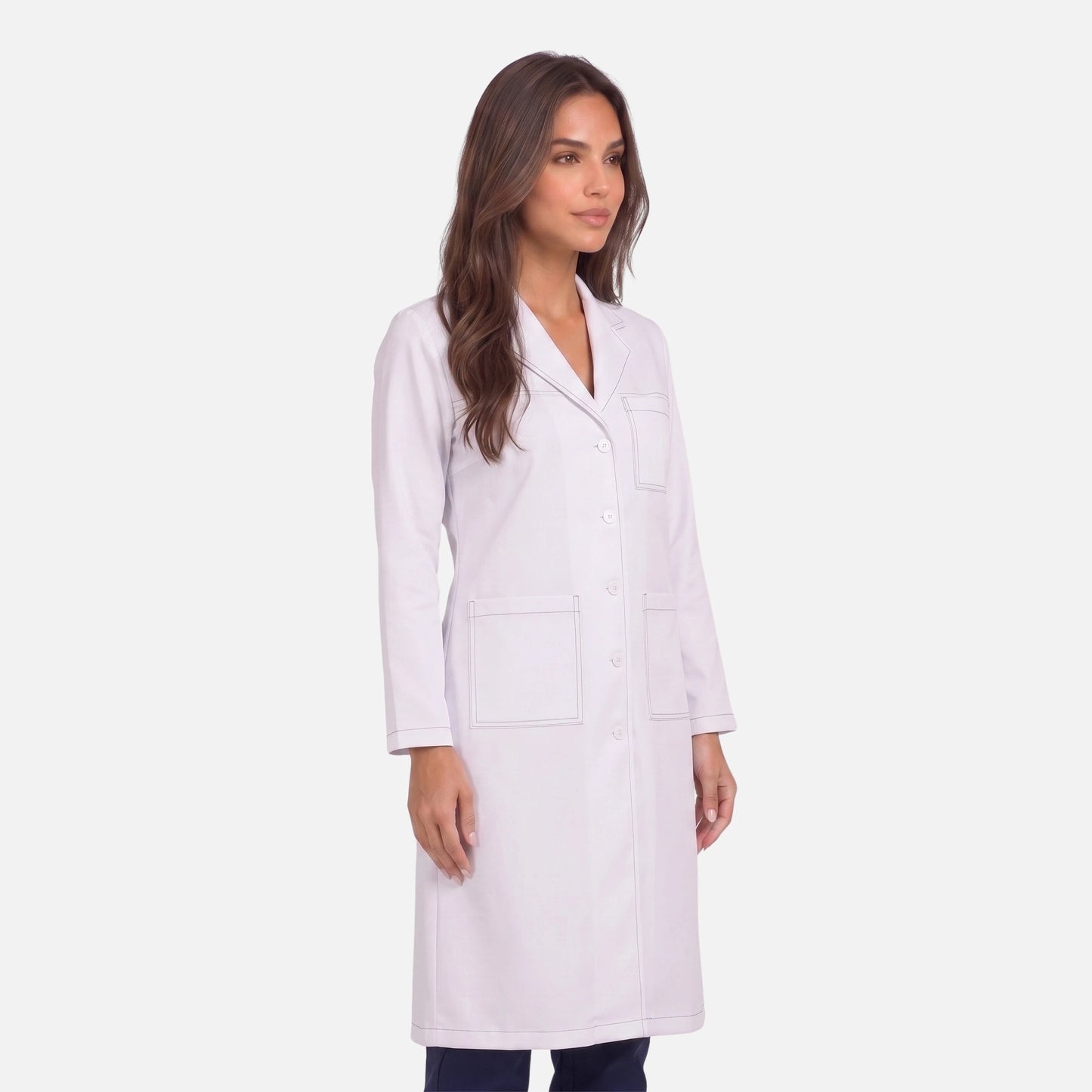 Bata Larga Pespunte Mujer | 3 Pockets