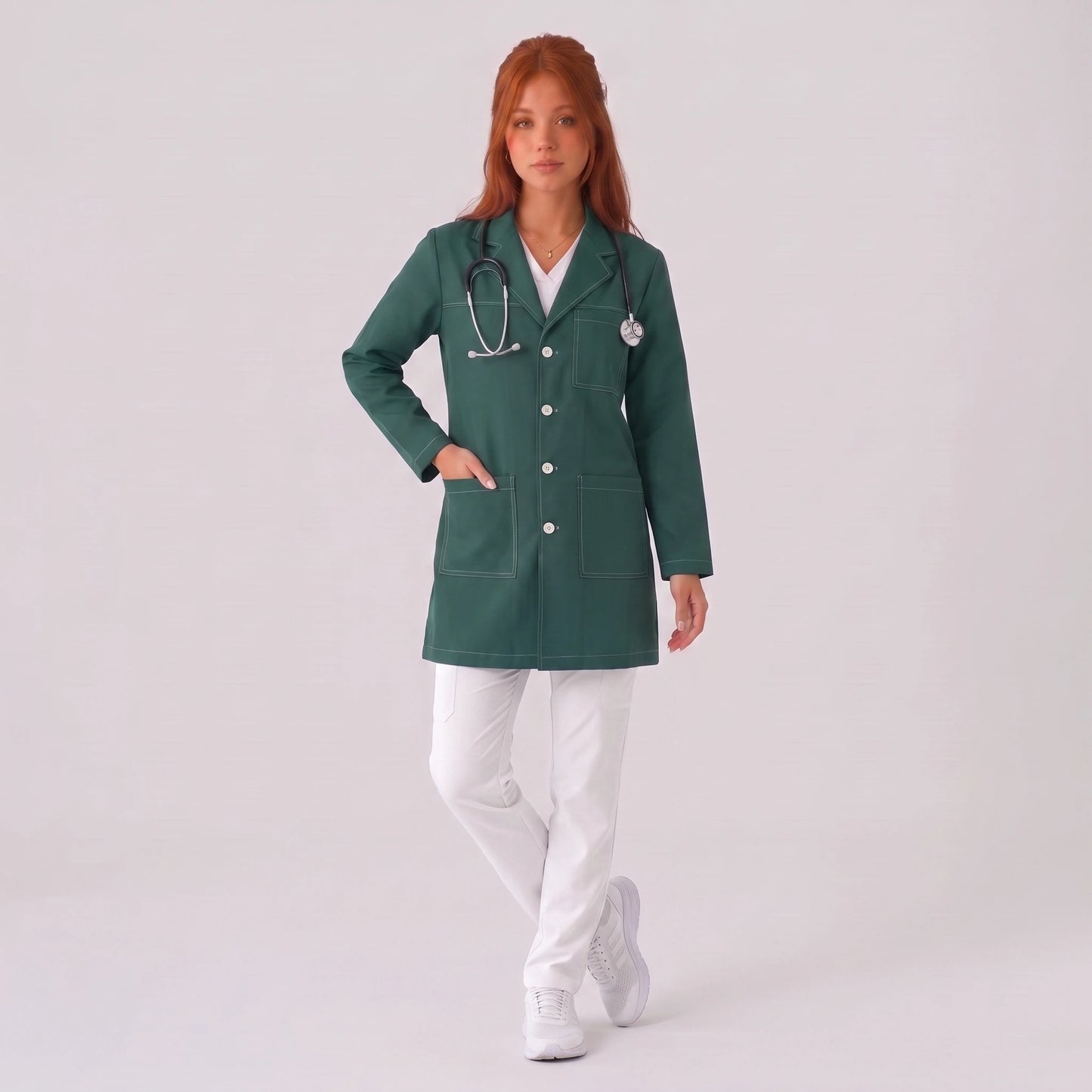 Bata Corta Pespunte Mujer | 3 Pockets