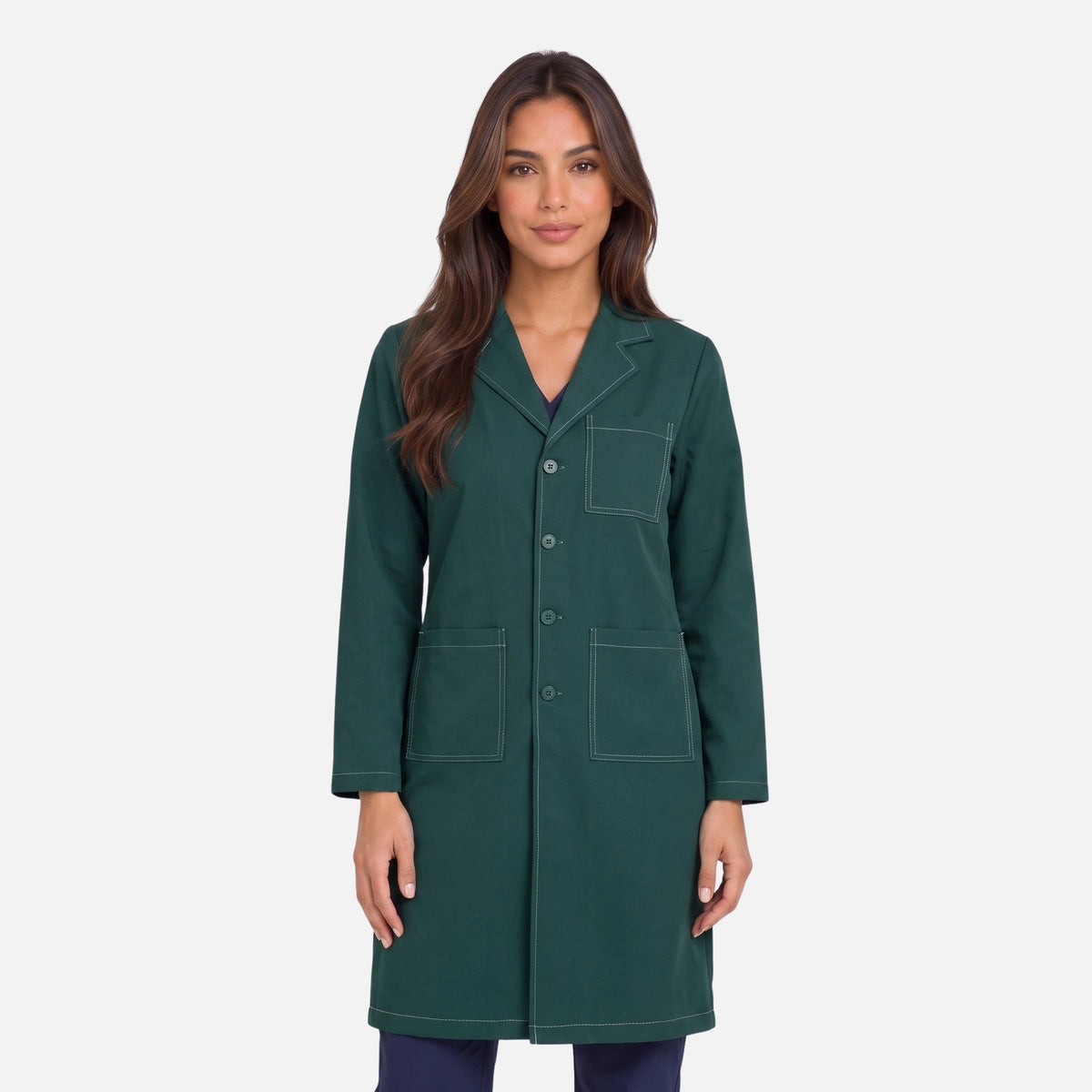 Bata Larga Pespunte Mujer | 3 Pockets
