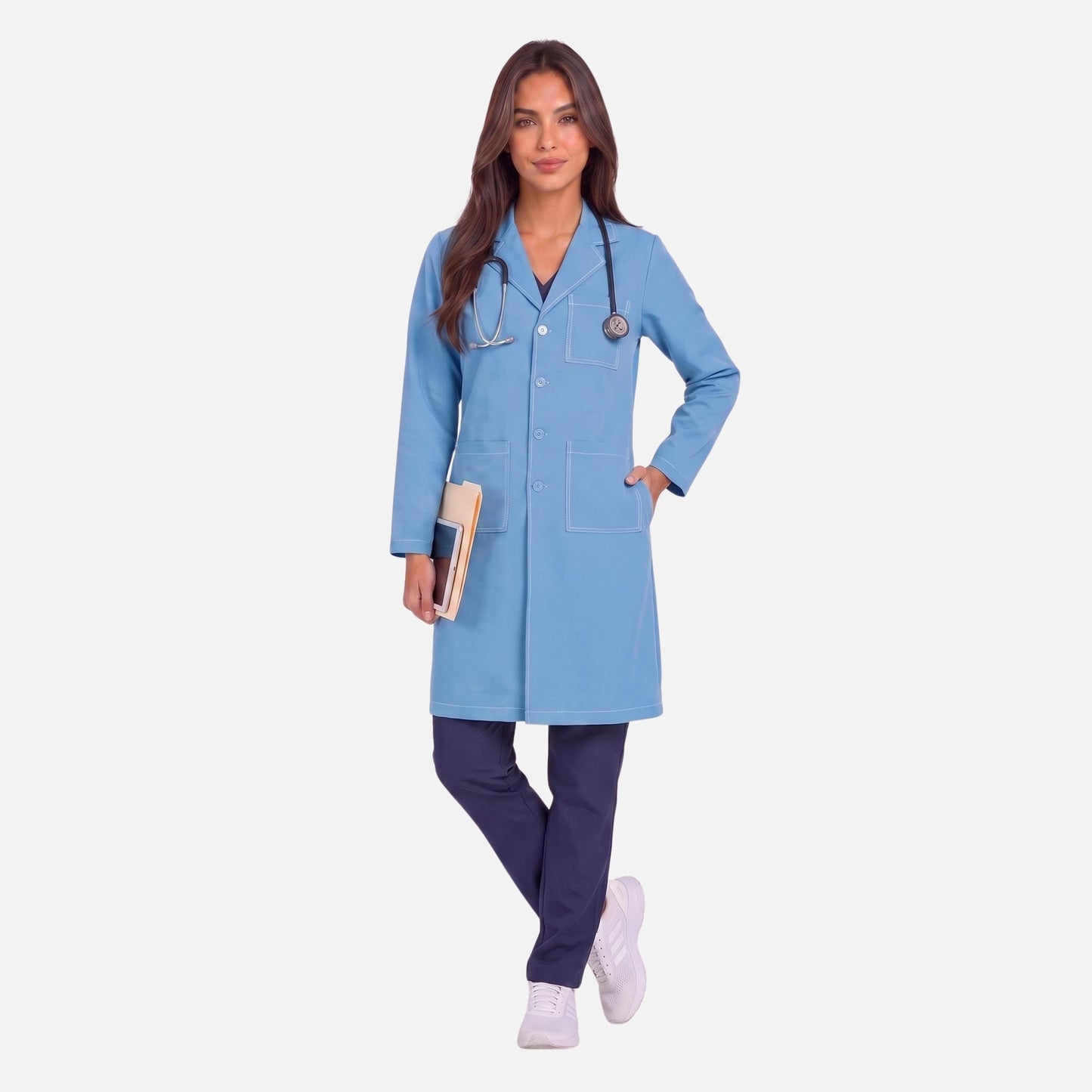 Bata Larga Pespunte Mujer | 3 Pockets