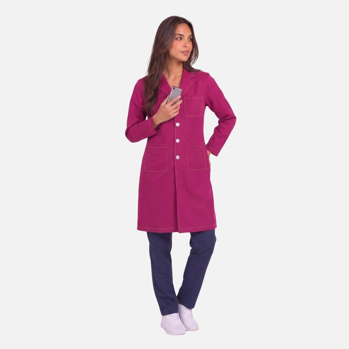 Bata Larga Pespunte Mujer | 3 Pockets