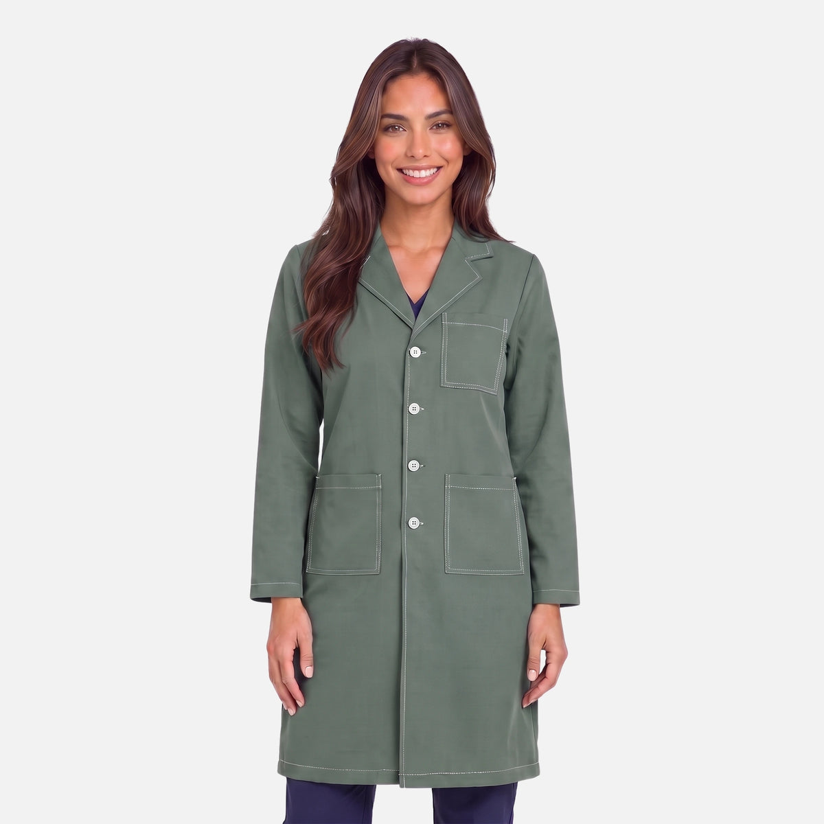 Bata Larga Pespunte Mujer | 3 Pockets