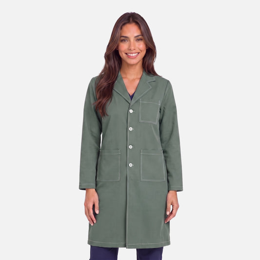 Bata Larga Pespunte Mujer | 3 Pockets