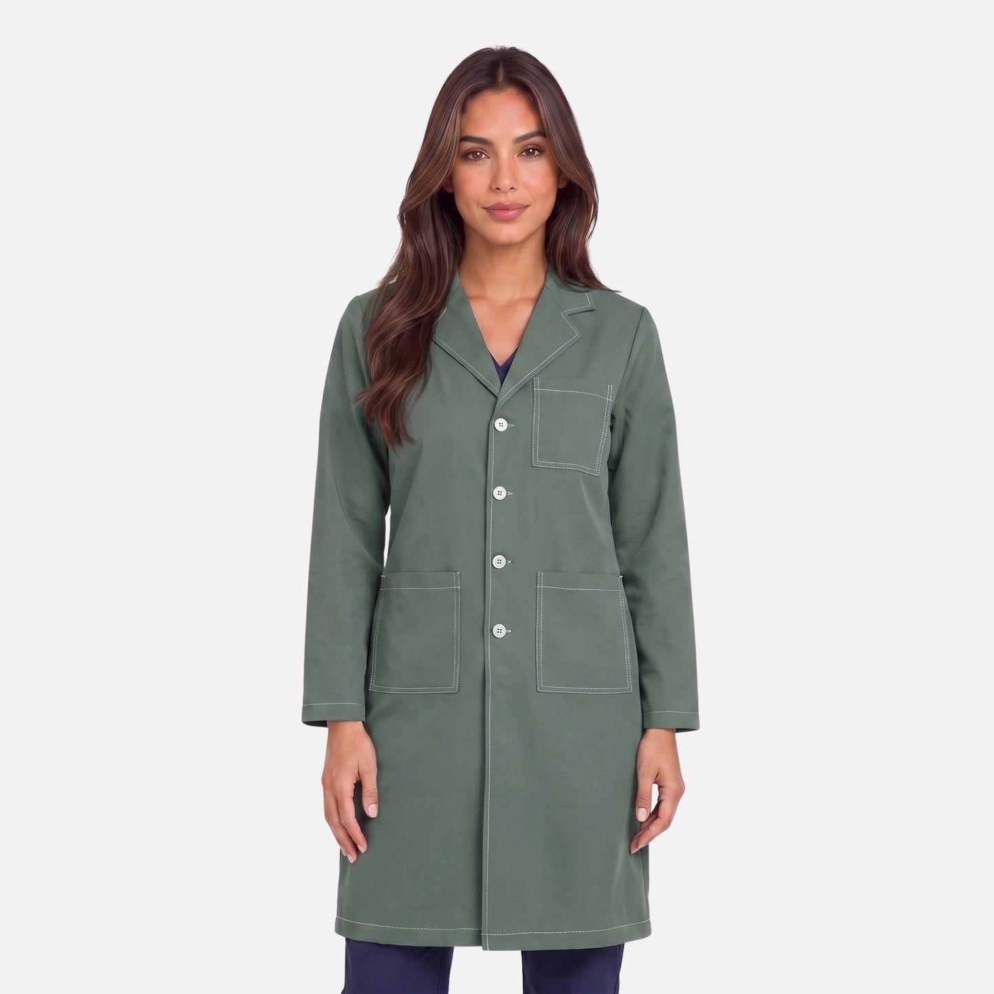 Bata Larga Pespunte Mujer | 3 Pockets