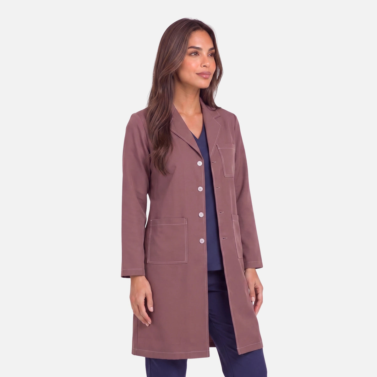 Bata Larga Pespunte Mujer | 3 Pockets