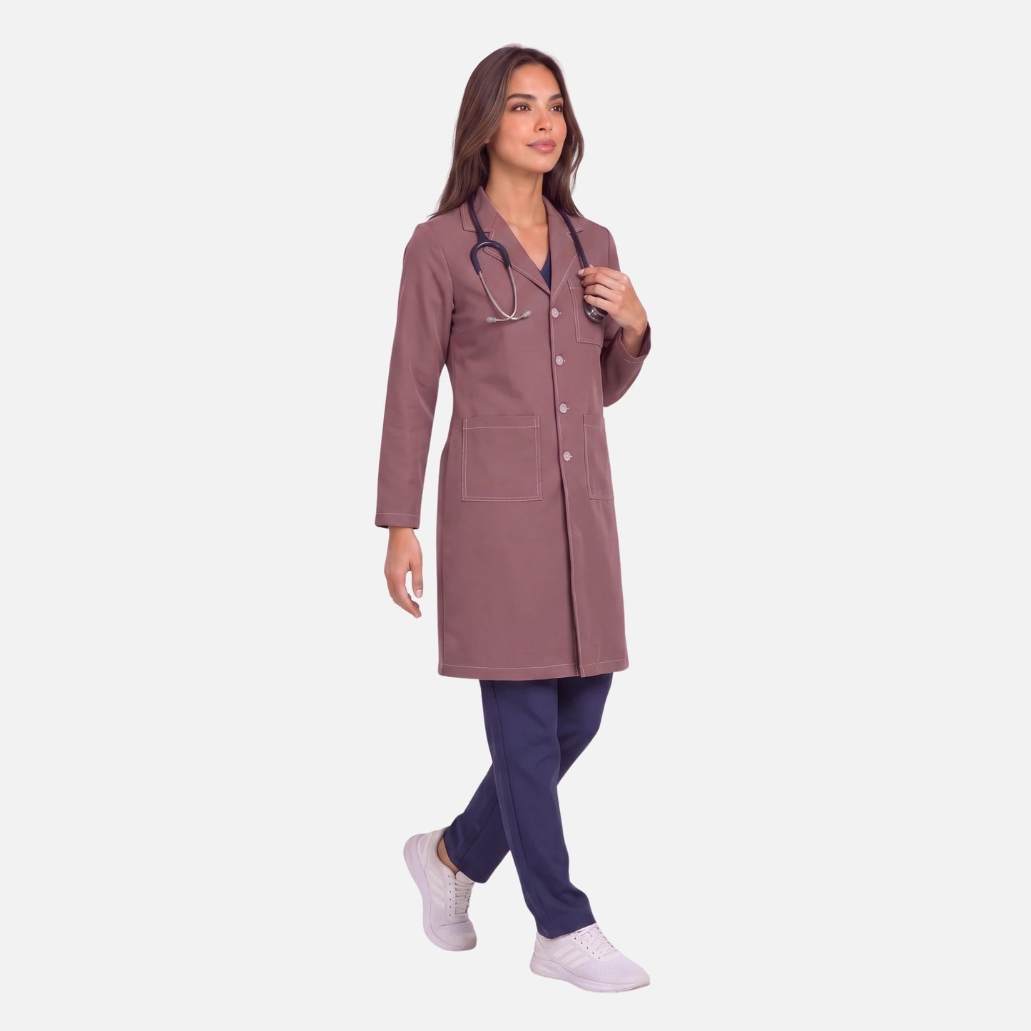 Bata Larga Pespunte Mujer | 3 Pockets