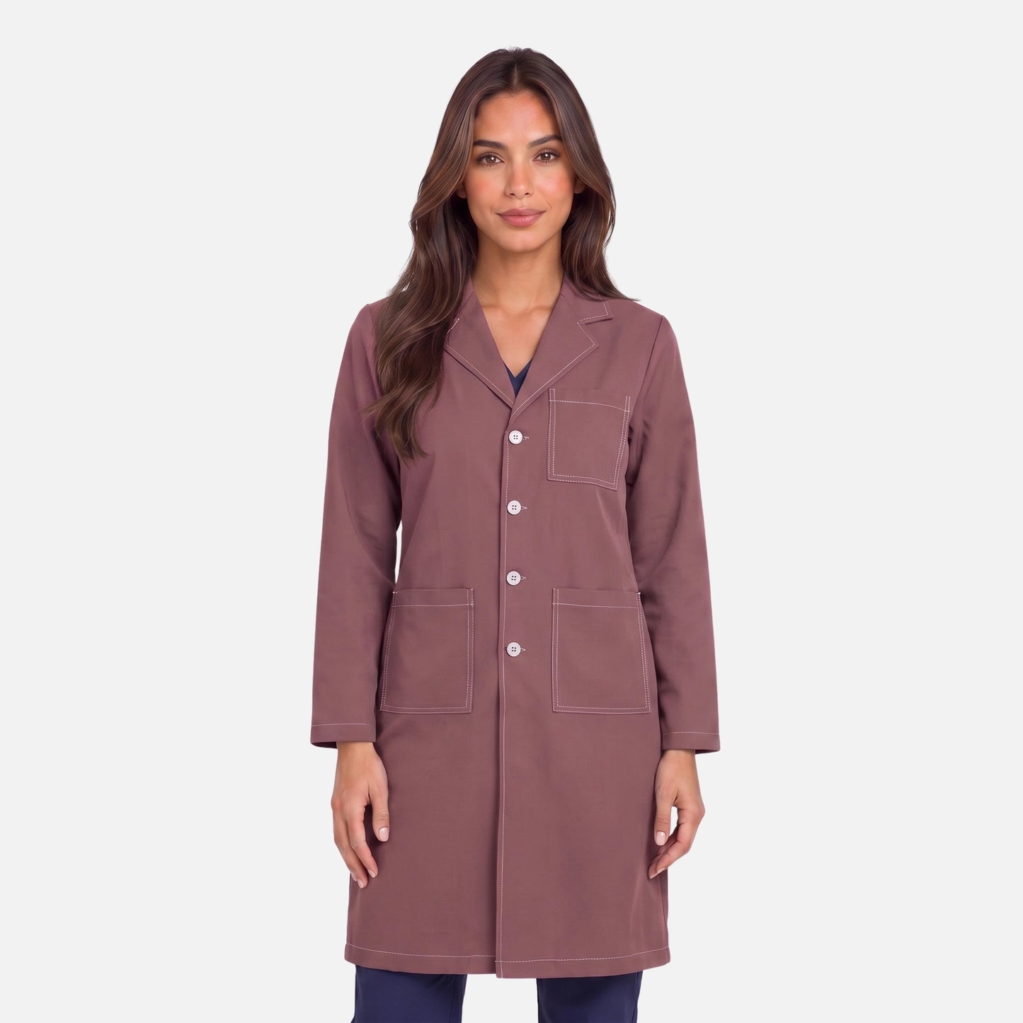 Bata Larga Pespunte Mujer | 3 Pockets