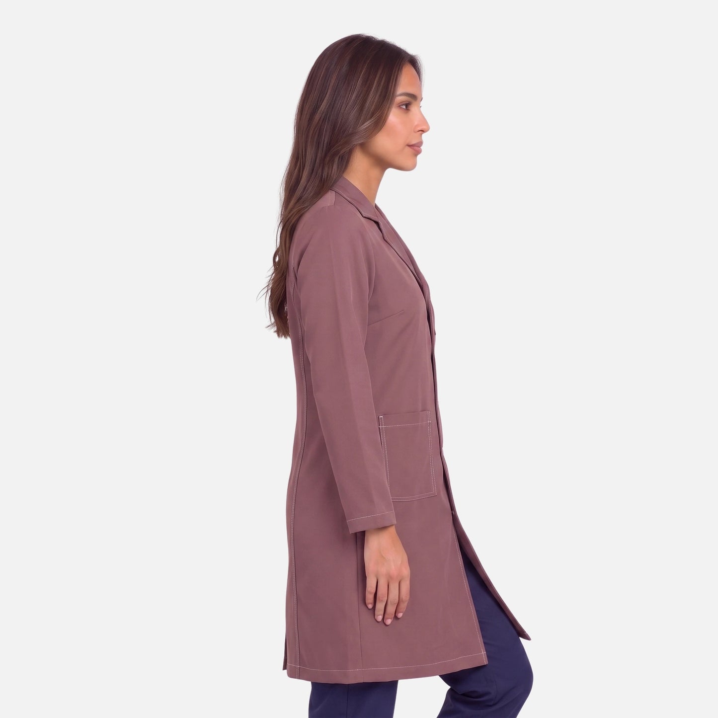 Bata Larga Pespunte Mujer | 3 Pockets