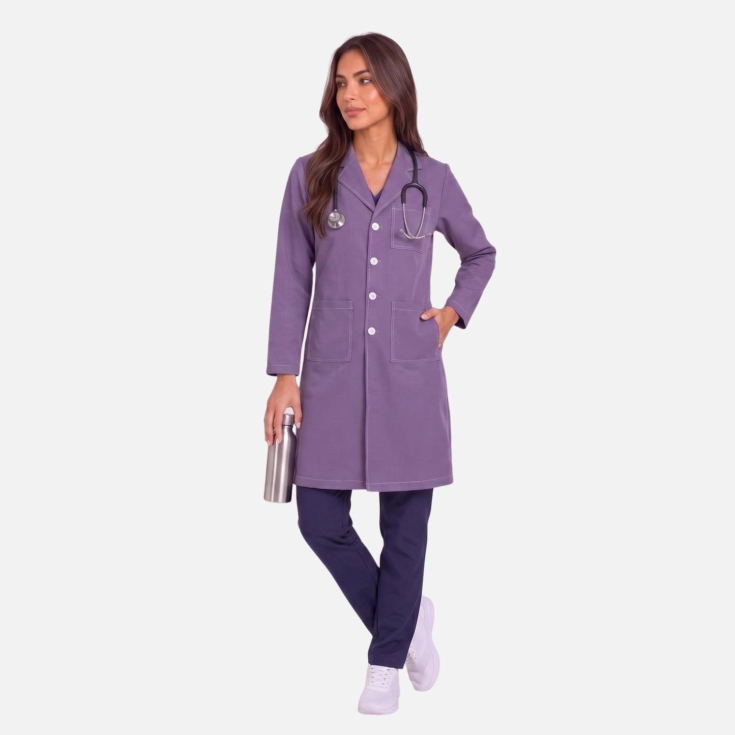 Bata Larga Pespunte Mujer | 3 Pockets