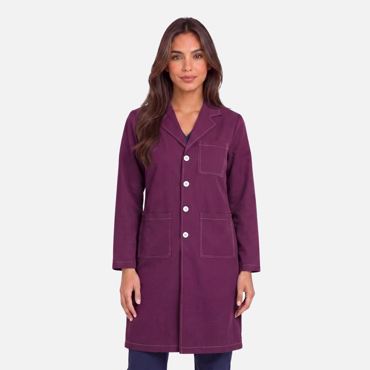 Bata Larga Pespunte Mujer | 3 Pockets