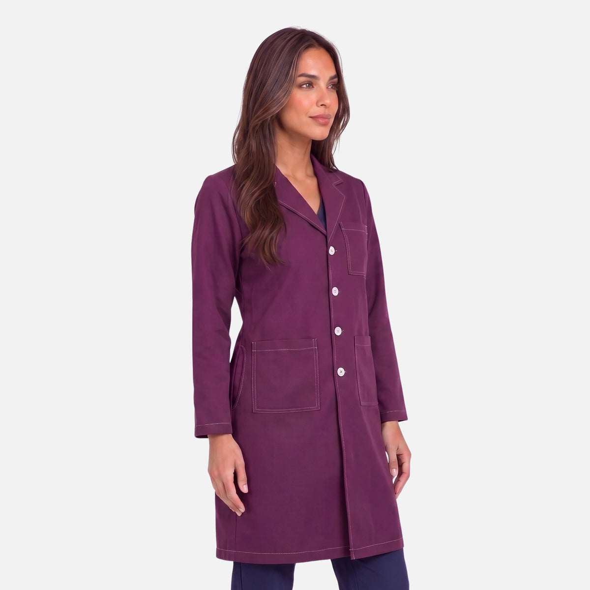 Bata Larga Pespunte Mujer | 3 Pockets