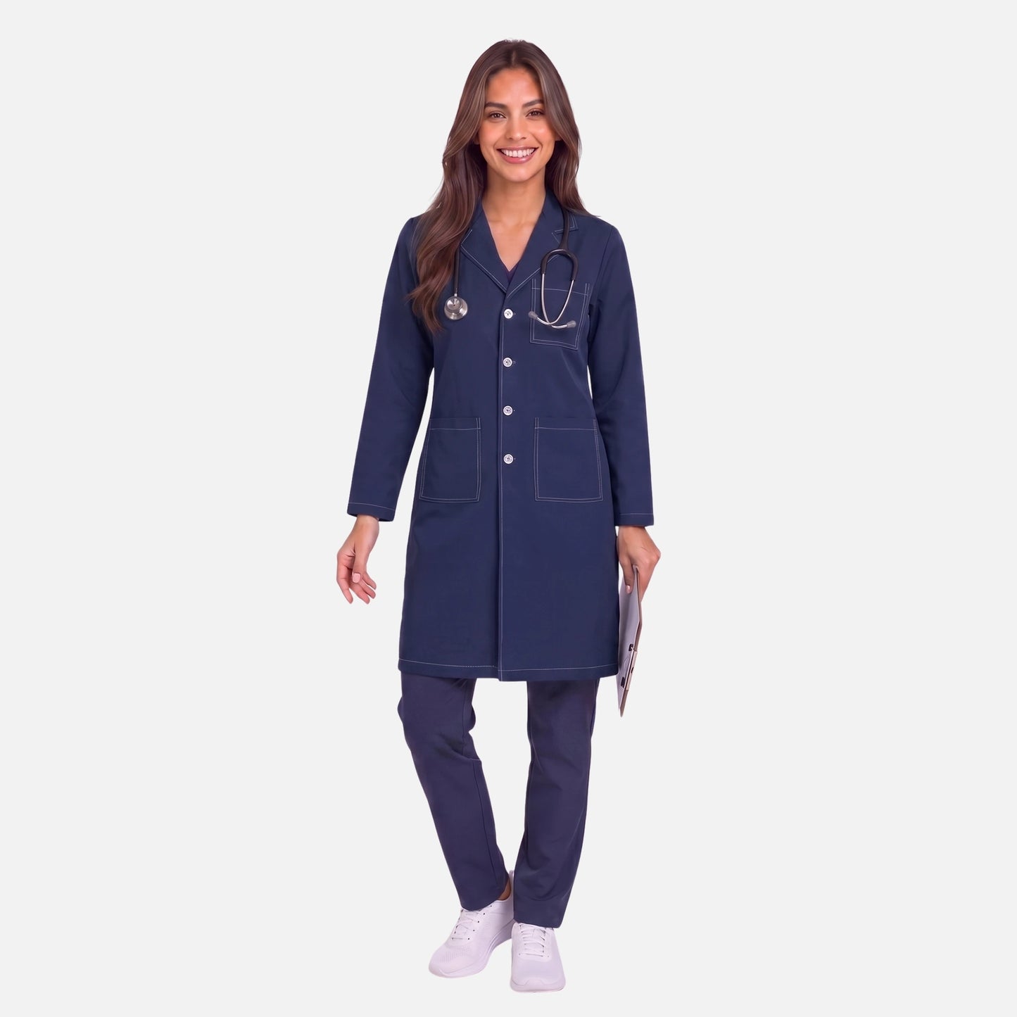 Bata Larga Pespunte Mujer | 3 Pockets