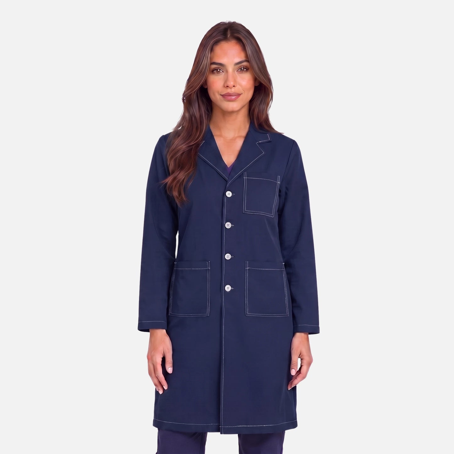 Bata Larga Pespunte Mujer | 3 Pockets