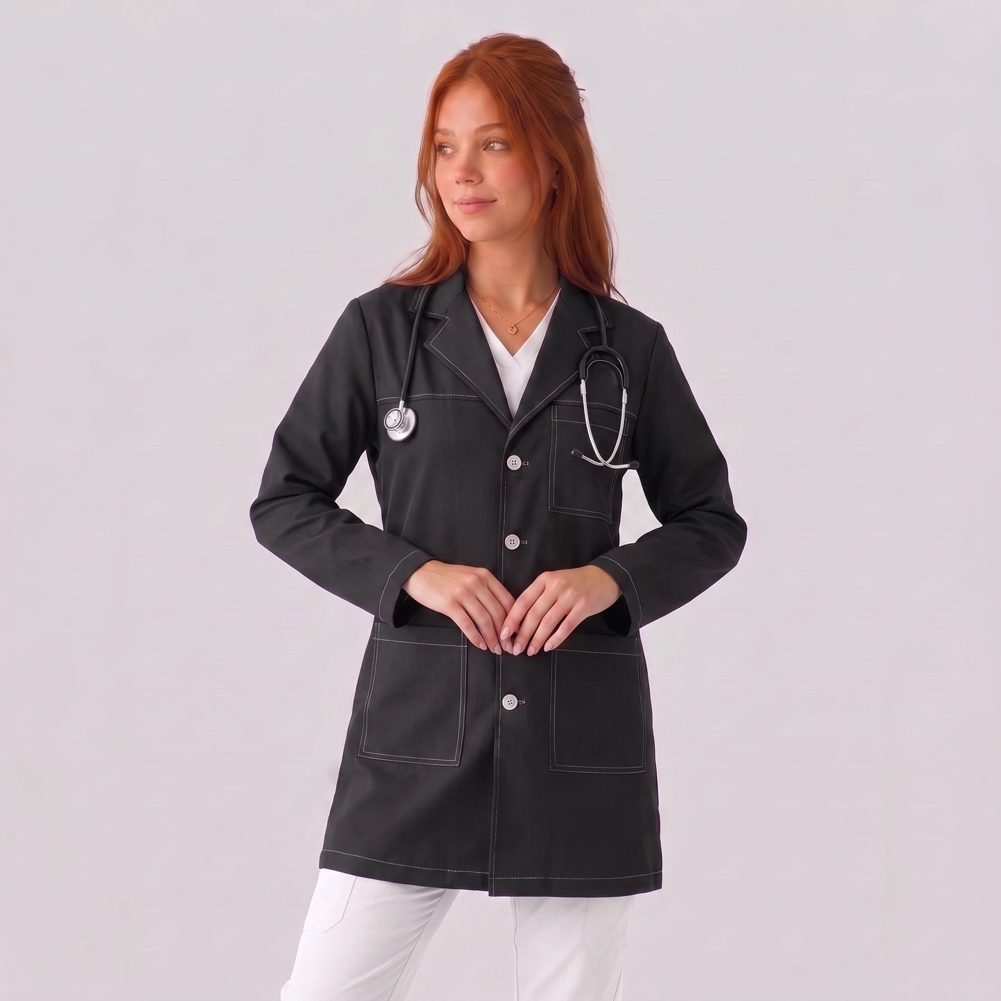 Bata Corta Pespunte Mujer | 3 Pockets