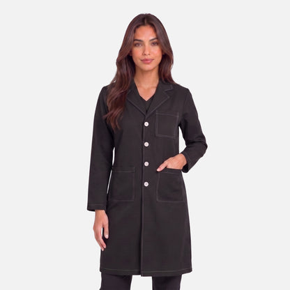 Bata Larga Pespunte Mujer | 3 Pockets