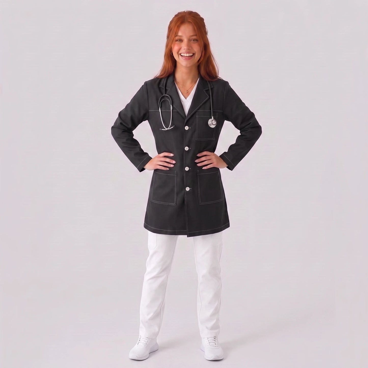 Bata Corta Pespunte Mujer | 3 Pockets