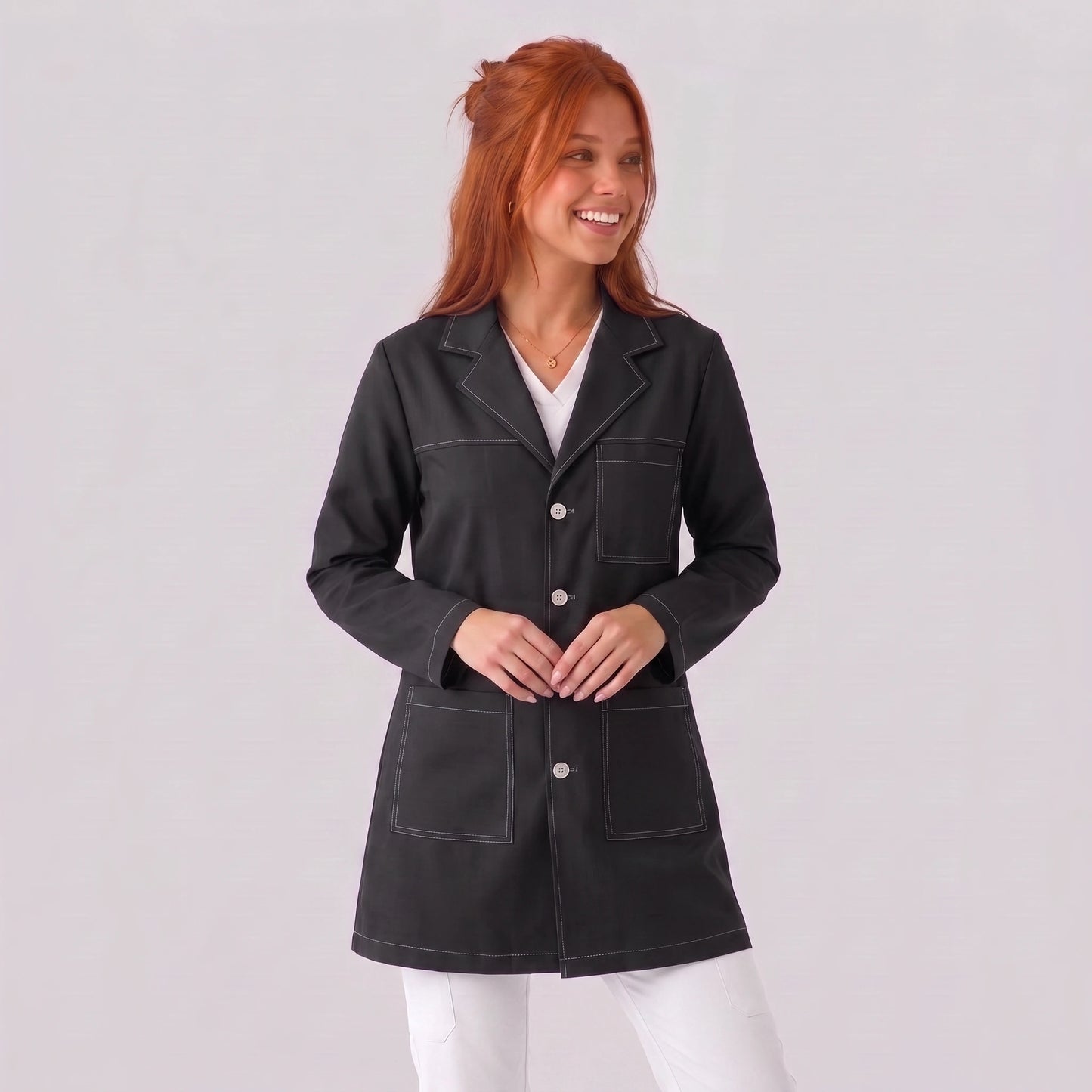 Bata Corta Pespunte Mujer | 3 Pockets