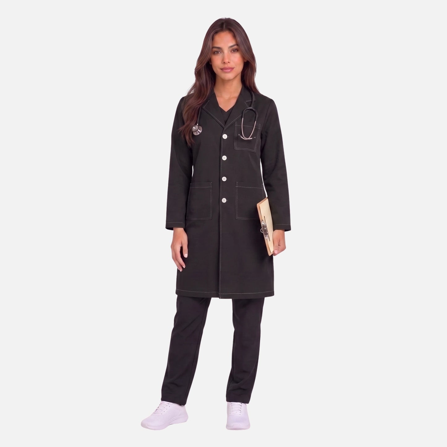 Bata Larga Pespunte Mujer | 3 Pockets