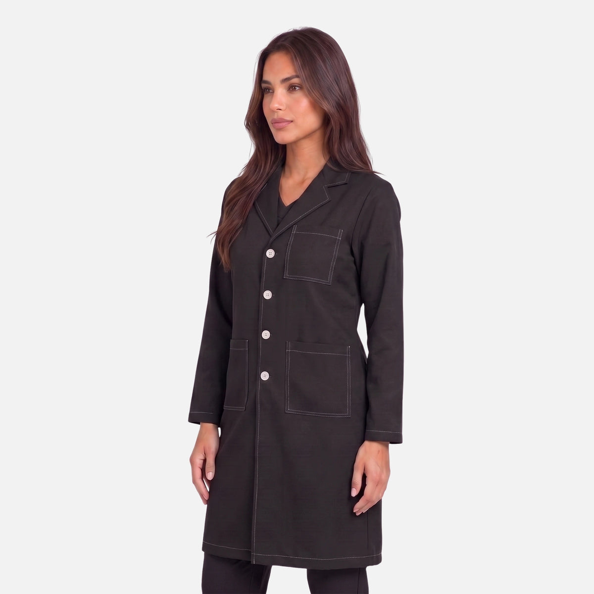 Bata Larga Pespunte Mujer | 3 Pockets