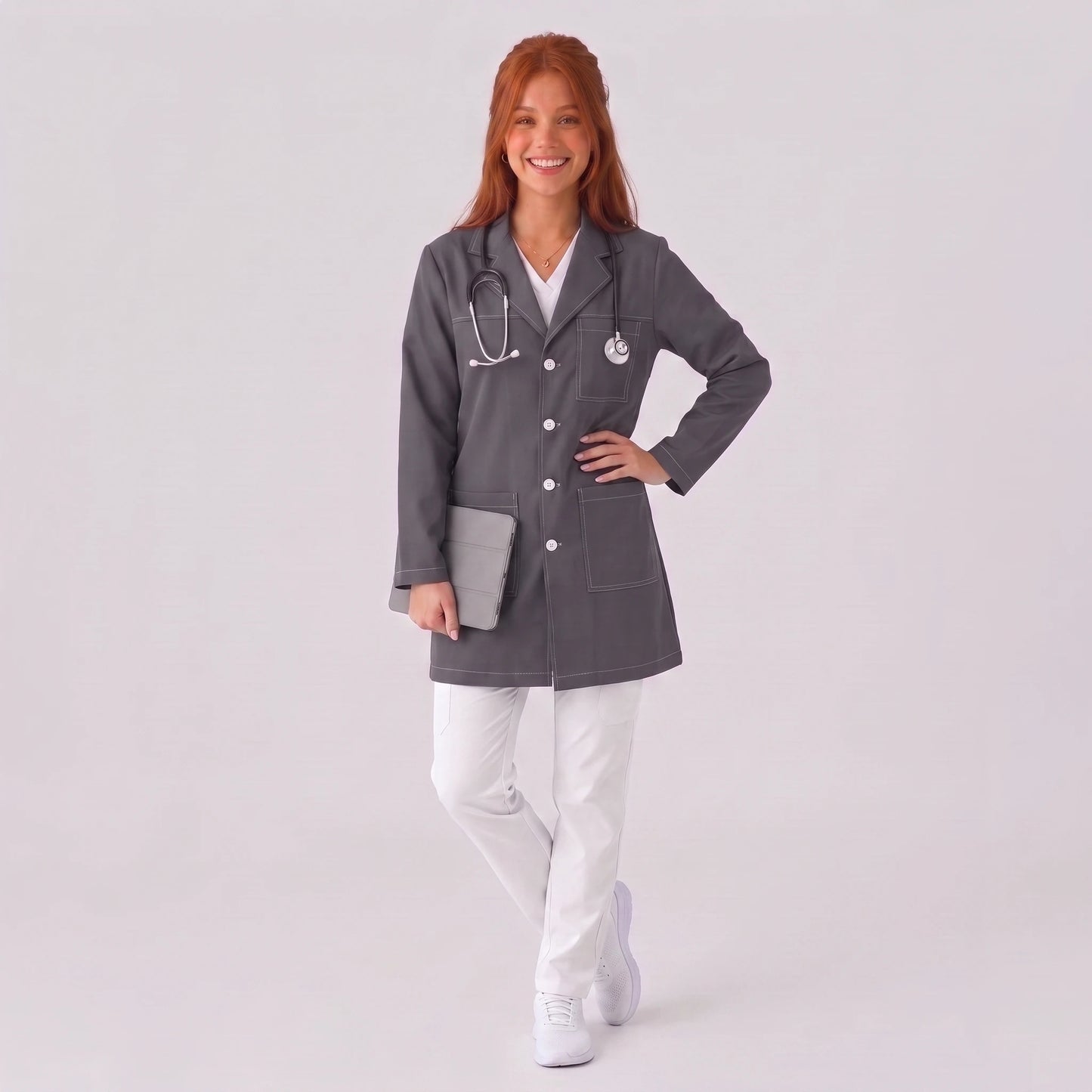 Bata Corta Pespunte Mujer | 3 Pockets