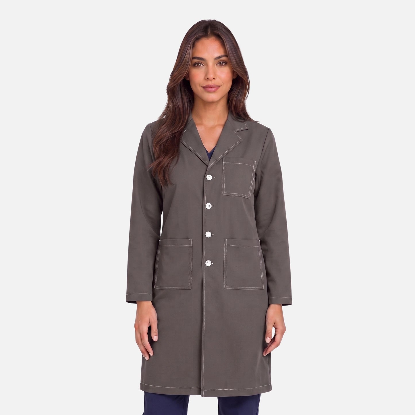 Bata Larga Pespunte Mujer | 3 Pockets