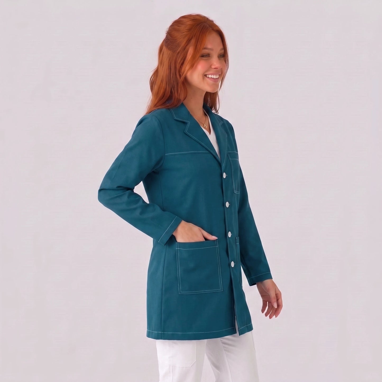Bata Corta Pespunte Mujer | 3 Pockets