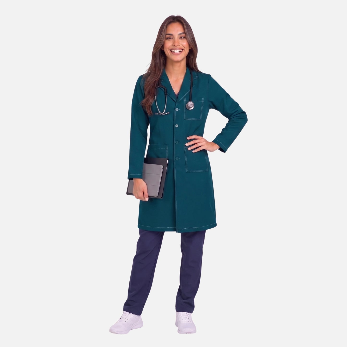Bata Larga Pespunte Mujer | 3 Pockets