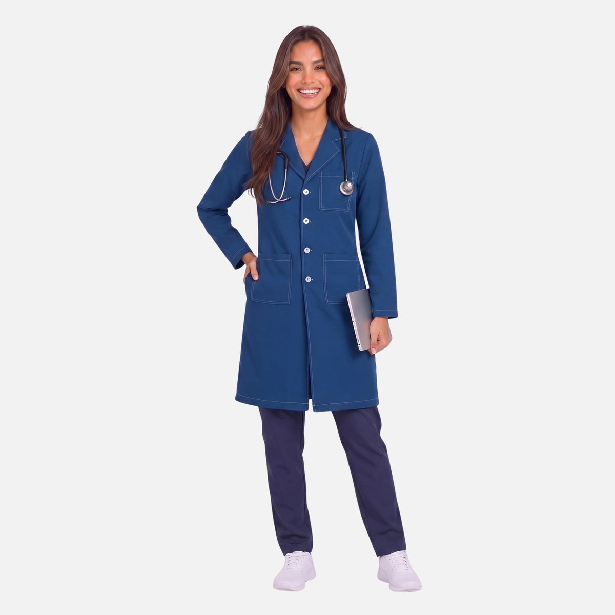 Bata Larga Pespunte Mujer | 3 Pockets