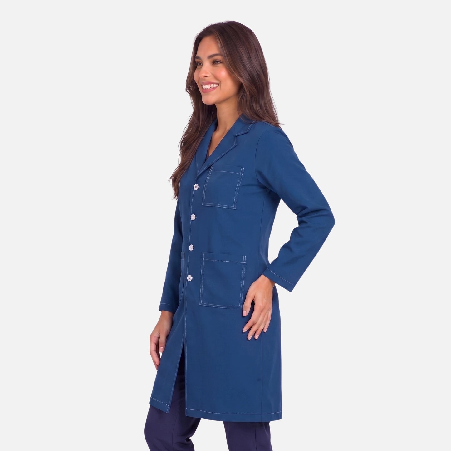 Bata Larga Pespunte Mujer | 3 Pockets
