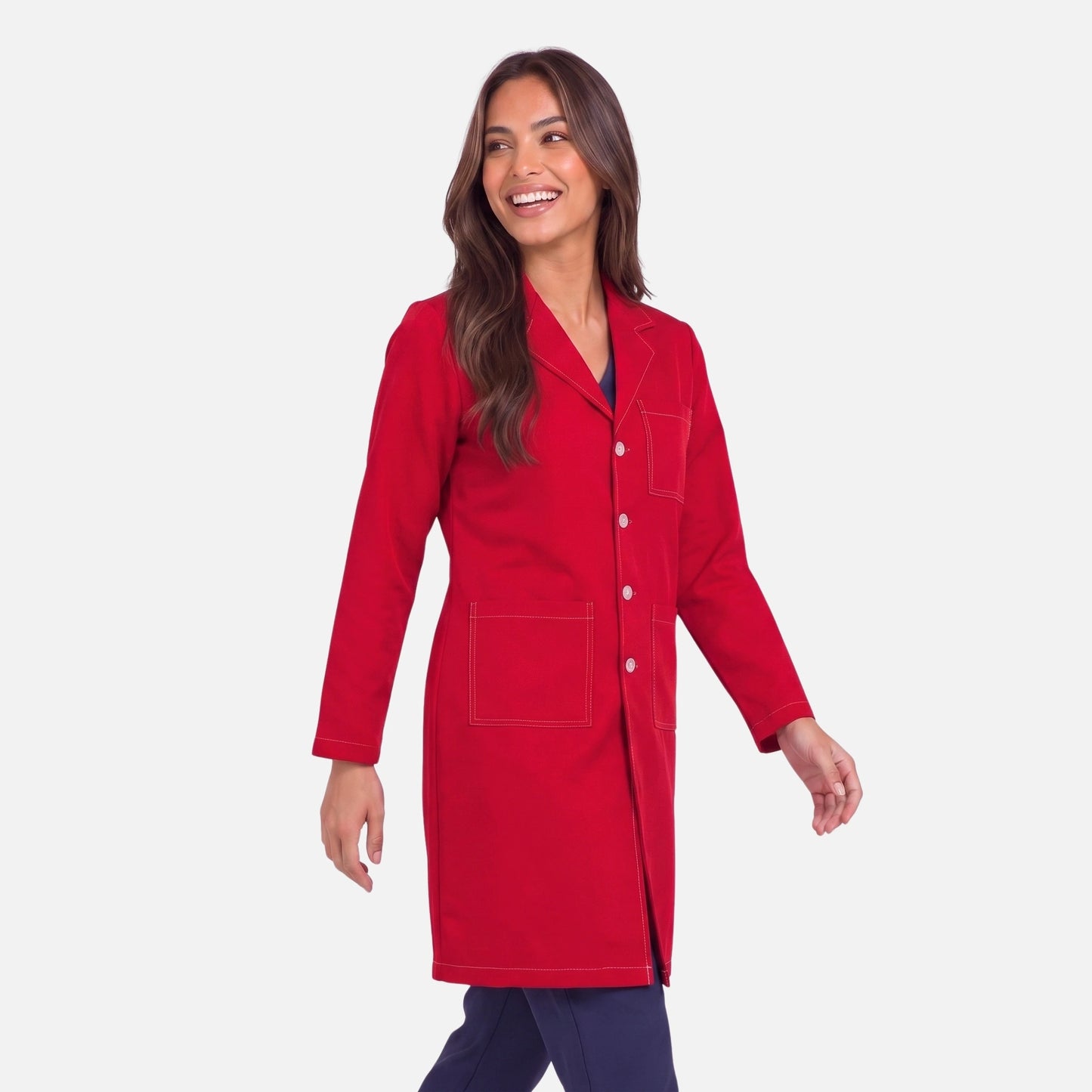 Bata Larga Pespunte Mujer | 3 Pockets