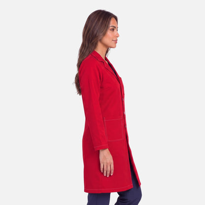 Bata Larga Pespunte Mujer | 3 Pockets