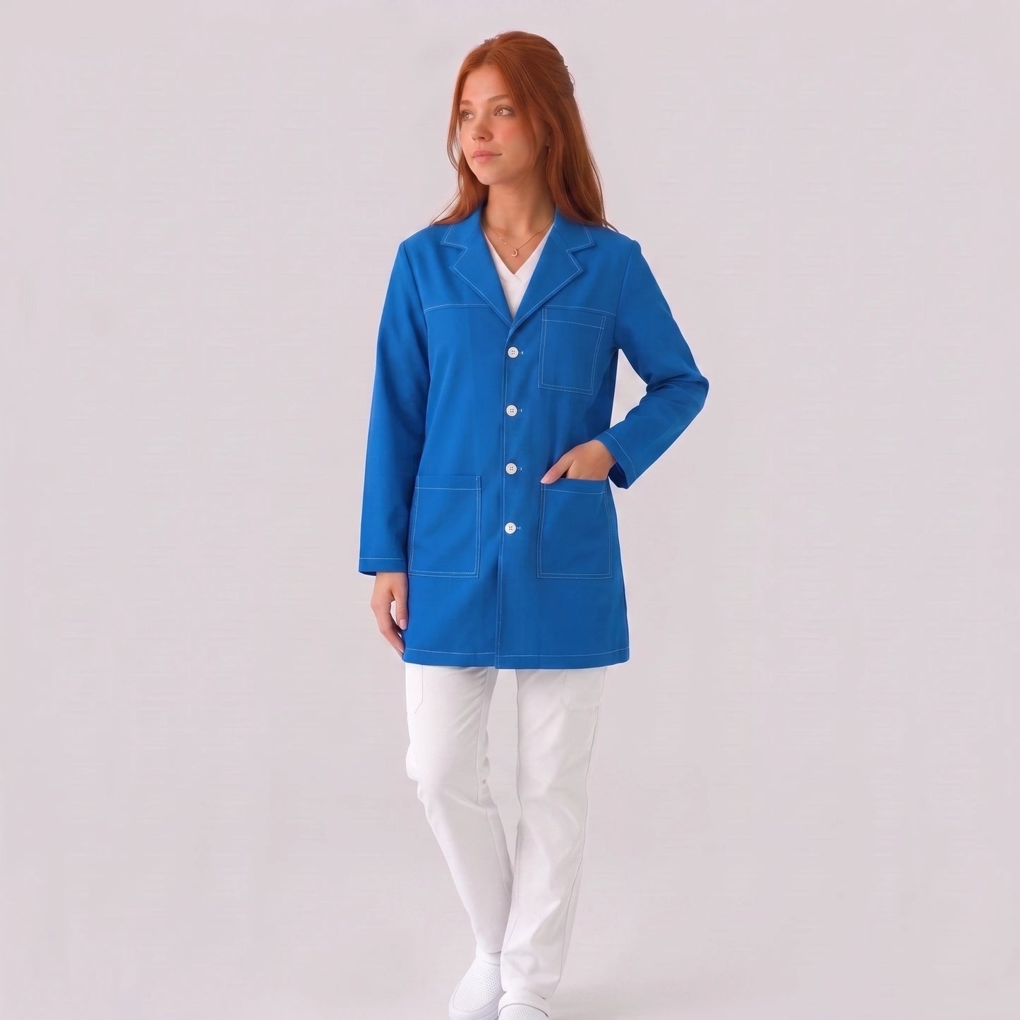 Bata Corta Pespunte Mujer | 3 Pockets
